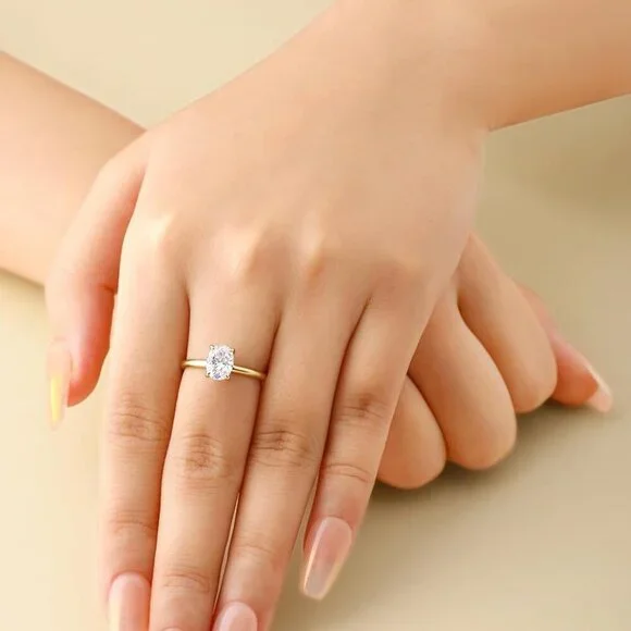 Sterling Silver Engagement Ring Oval Zirconia Hypoallergenic Size 4-10